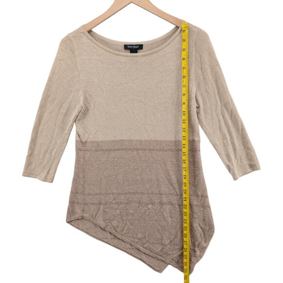 White House Black Market Asymmetrical Tunic Sweater Womens Gold 3/4 Sleeve Sz M - Picture 5 of 10